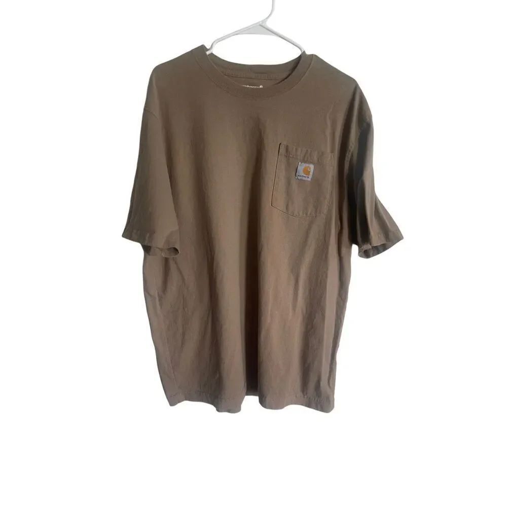 Carhartt Men's Tan Loose Fit Heavyweight Short Sleeve Pocket T-Shirt Size Large